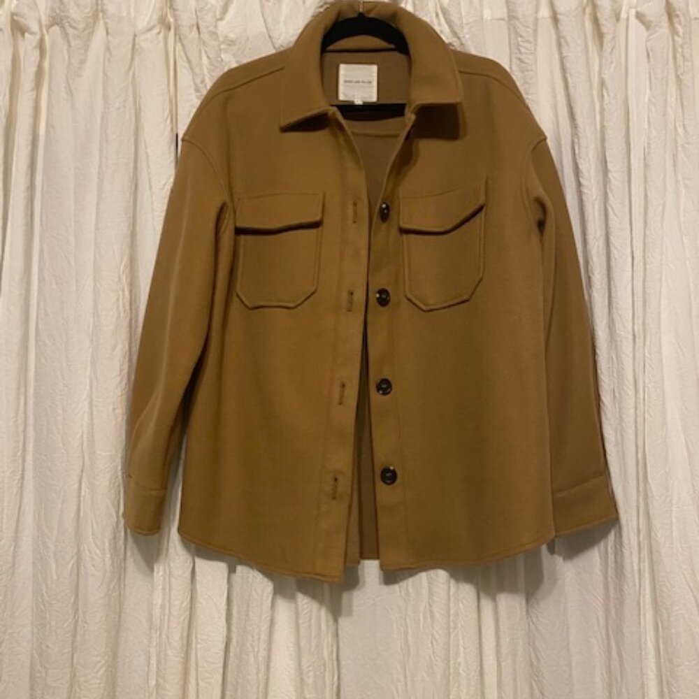 Avec Les Filles Camel Brown Shirt Jacket Shacket Size Medium
